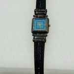 Ecclissi Sterling Silver 925 Blue Face Brown Leather Band Wristwatch Photo 1