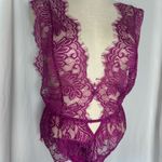 Elegant Purple Lace Deep V Halter lingerie Teddy One Piece Bodysuit Babydoll L Size L Photo 2