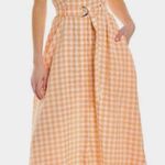 Maison Tara Gingham Belted Midi Shirtdress Size 14 Orange Lightweight Photo 0