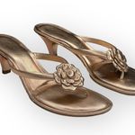 Luisa D’Orio ✿ Camellia Leather Kitten Heel Mule Thong Sandals ✿ Rose Gold ✿ 6M Size 6 Photo 9