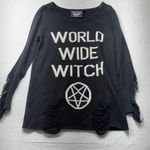 KILLSTAR  World Wide Witch Black Knit Sweater Pentagram Ripped Distressed M Photo 0