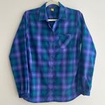 Eddie Bauer Plaid Flannel Button Down Shirt, Purple/Green/Blue, Size Medium Photo 0