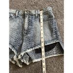 Pistola  High Waist Raw Hem Croc Skin Pattern Blue Denim Shorts Size M Photo 7