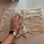American Eagle  cream lace jean shorts low rise mini Photo 5