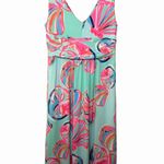 Lilly Pulitzer  Sloane Maxi Dress L Minty Fresh On The Rocks Shell Print Preppy Photo 6
