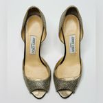 Jimmy Choo Logan d’Orsay Peep Toe Glitter Gold Silver Heels Shoes Size 38.5 Photo 9