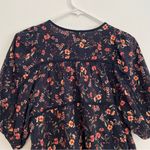 Old Navy Puff Sleeve Floral Tiered Swing Blouse Navy Blue Short Sleeve Peasant S Photo 12
