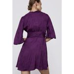 ZARA NWT Purple Louisse Floral Satin V-neck 3/4 Sleeve Mini A-Line Party Dress S Photo 3