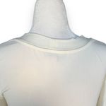 Loft  Shirt Cream Ribbed Vneck Button Detail Long Sleeve Retro Top Size Small Photo 3