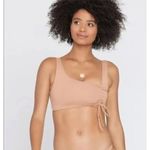 l*space NWOT L* Putty Wilder Bralette Bikini Top Ruched Tie Front Asymmetrical S Photo 2