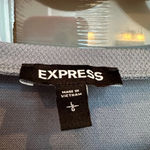 EXPRESS  Textured Stretch Top Short Sleeve Waist Knot Smokey Blue Size Large L Photo 6