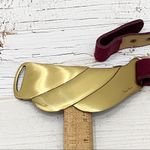 Pierre Cardin Vintage 80s Magenta Suede Leather Buckle Belt Size S/M Waist 27 Photo 9