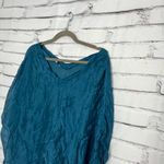 Tempo Paris Teal Crinkle V-Neck Tunic Top Women’s S Boho Oversized Asymmetrical Photo 6