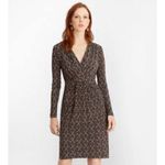 Brooks Brothers Violette Jersey Knit Print Wrap Front Dress Size Medium M Black Photo 1