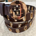 Gold Grommet Leather Belt Photo 1