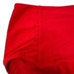 Aerie  High Waisted Full Coverage Bikini Bottom Red Retro Side Ruching Size S NEW Photo 1