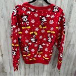 Disney  Mickey Mouse Santa Red Christmas Crewneck Sweatshirt Holiday Snowflake Photo 4