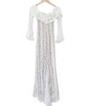 White Lace Overlay Off The Shoulder Maxi Dress Sz XS Photo 5