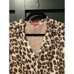 Elaine Turner  Leopard Long Sleeve tunic Swing knee length silk Dress V Neck S Photo 2