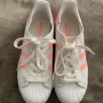 Adidas Superstar white Mesh with Peach stripes size 6 Photo 3