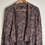 Apt. 9  Purple Gold ZigZag high low Open Waterfall Cardigan metallized 70s sz XL Photo 2