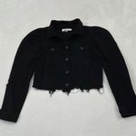 Denim Blvd Los Angeles Black Distressed Cropped Jean Button Up Jacket Womens M/L Size M Photo 0