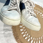 Tory Burch  Carter Glitter Sneaker Women's Size 7M Lace Up White Blue Photo 12