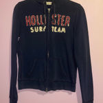 Hollister  Y2K Navy Blue Zip-Up Hoodie Sweater Women Size M Embroidered Logo Photo 0