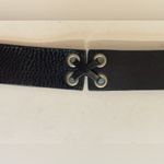 EXPRESS  Women’s Black Genuine Leather Belt with Silver Buckle Size L‎ Photo 3