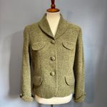 Vintage Fall Green Tweed Blazer w/Funky Floral Print Liner, Size 8P Photo 1