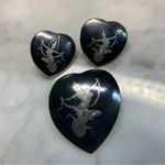 Siam Sterling Silver Brooch And Screw Back Earrings Heart Shaped Amearco VTG 21g Photo 0