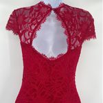 Red Lace Bodycon Dress Sz S Holiday Jump Apparel Party Sexy Glam Fringe Y2K NYE Photo 5