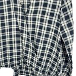 Madewell  Arion Plaid Wrap Front Long Sleeve Blouse in Black/White Size M Photo 3