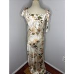 Reformation Aden Bow-detailed Foral Print Silk Charmeuse Midi Dress Medium M Photo 3