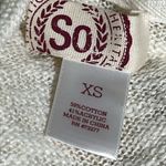 SO  sz XS juniors slubbed hooded sweater ivory ribbed trim one pocket long sleeve Photo 4