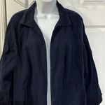 Charter Club  Women's Blue Linen Open Front Blazer Jacket Size L Photo 1