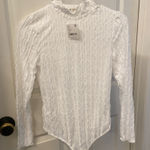 Free People  intimately White Textured Long Sleeve Bodysuit Photo 0