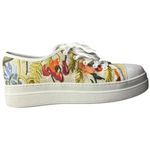 J Slides Women's 9 Noir Floral Embroidered Platform Sneaker‎ White Beige Artsy Photo 6