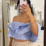 ZARA Blue/White Striped Top Photo 0