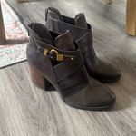 Isola  Dark Brown Ankle Booties with Gold Buckle Leather Boots Photo 4