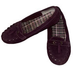 Lands' End  Suede Moccasin Flats Purple Leather Tassel Slip On Shoes Size 8 Photo 0