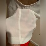 No Tag White Sheer Lace Pleated Sleeveless V Neck Blouse Sz L. Size L Photo 6