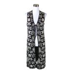 Gudrun Sjödén L Black & White Floral Knit Vest Tunic Organic Cotton linen NWOT Size L Photo 1