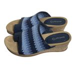 Baretraps  Womens Blue Crochet Wedge Sandals Size 7.5M Cork Heel Slip On Photo 2