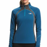 The North Face  Blue & Gray Long Sleeve Quarter Zip Athletic Sport Top S Photo 0