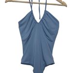 Abercrombie & Fitch Womens Soft A&F Blue Elastic Halter Top Bodysuit Size Small Photo 0