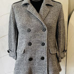 CAbi  Gray Shrunken Pea Coat Double Breasted Anchor Button Jacket Size Small Photo 0