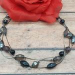 Premier Designs Gun Metal & Black Bead Collar Necklace Multi Strand Chain 20" Photo 1