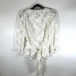 Tanya Taylor Top Womens 6 White Sleeveless Wrap Shirt Tie Embroidered Floral Photo 6