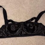 Dolls Kill Black Balconette Satin Bra with Underwire Photo 0